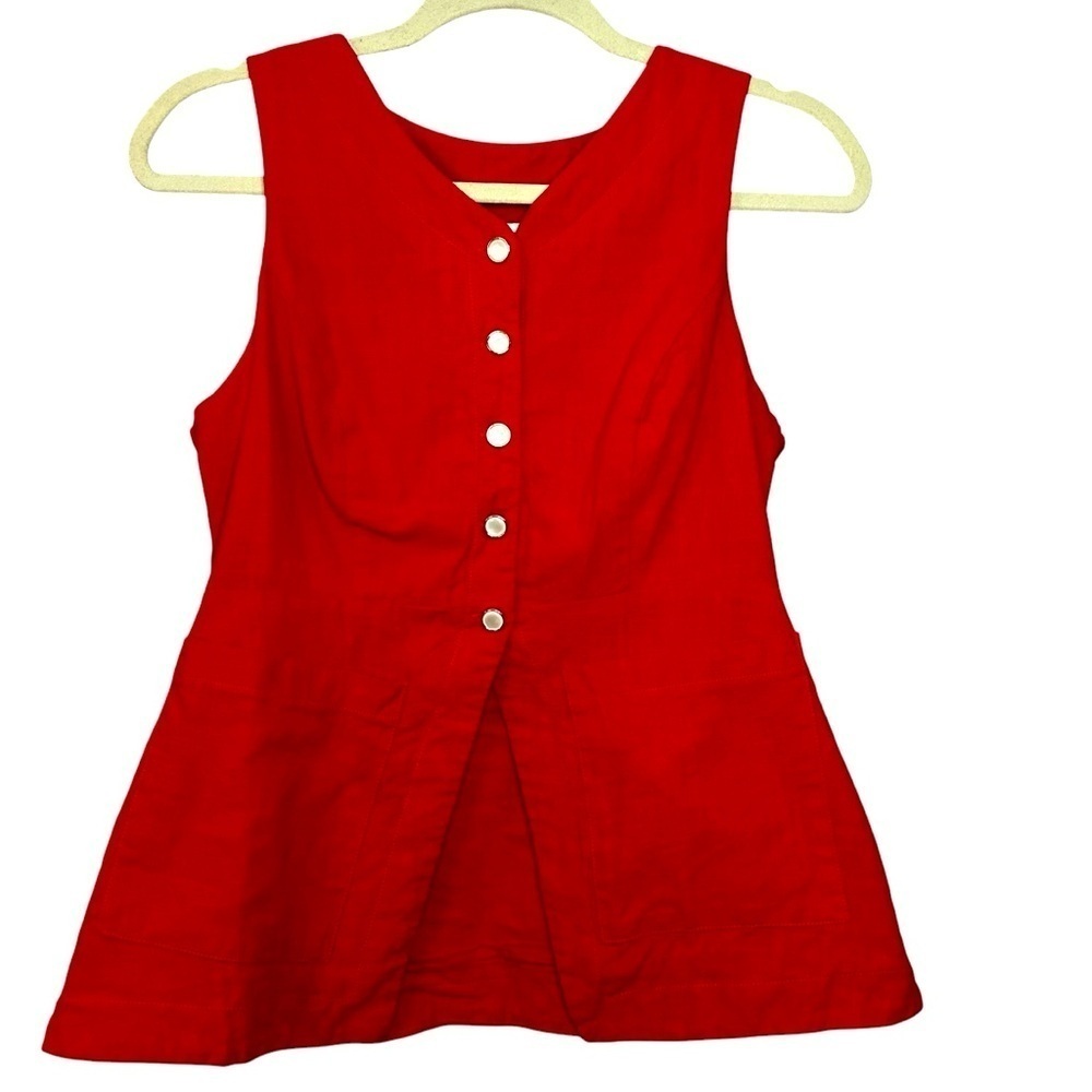 Indi Luxe Red Sleeveless Button-Up Top Size XS